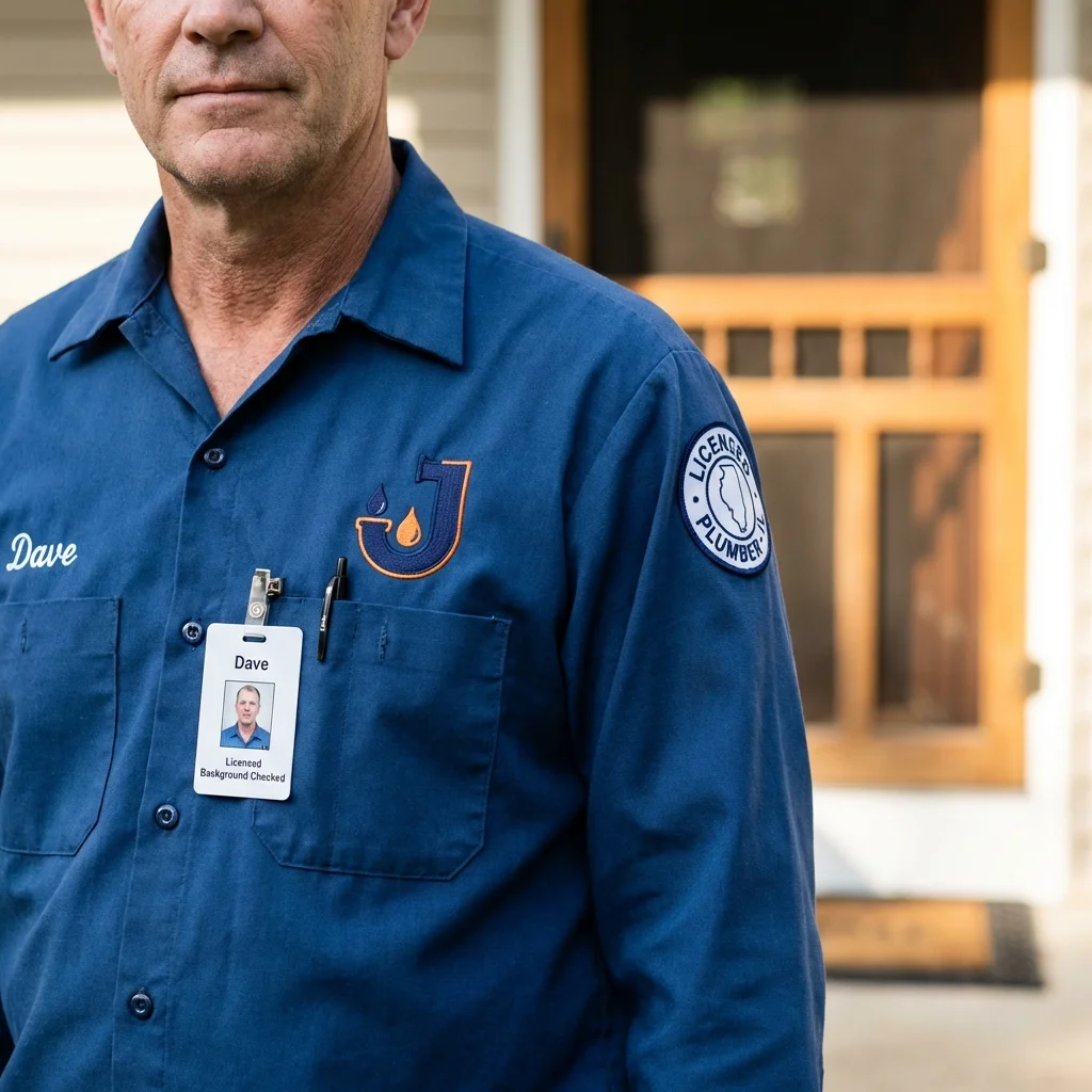 Licensed plumber showing ID badge in Somerset, NJ