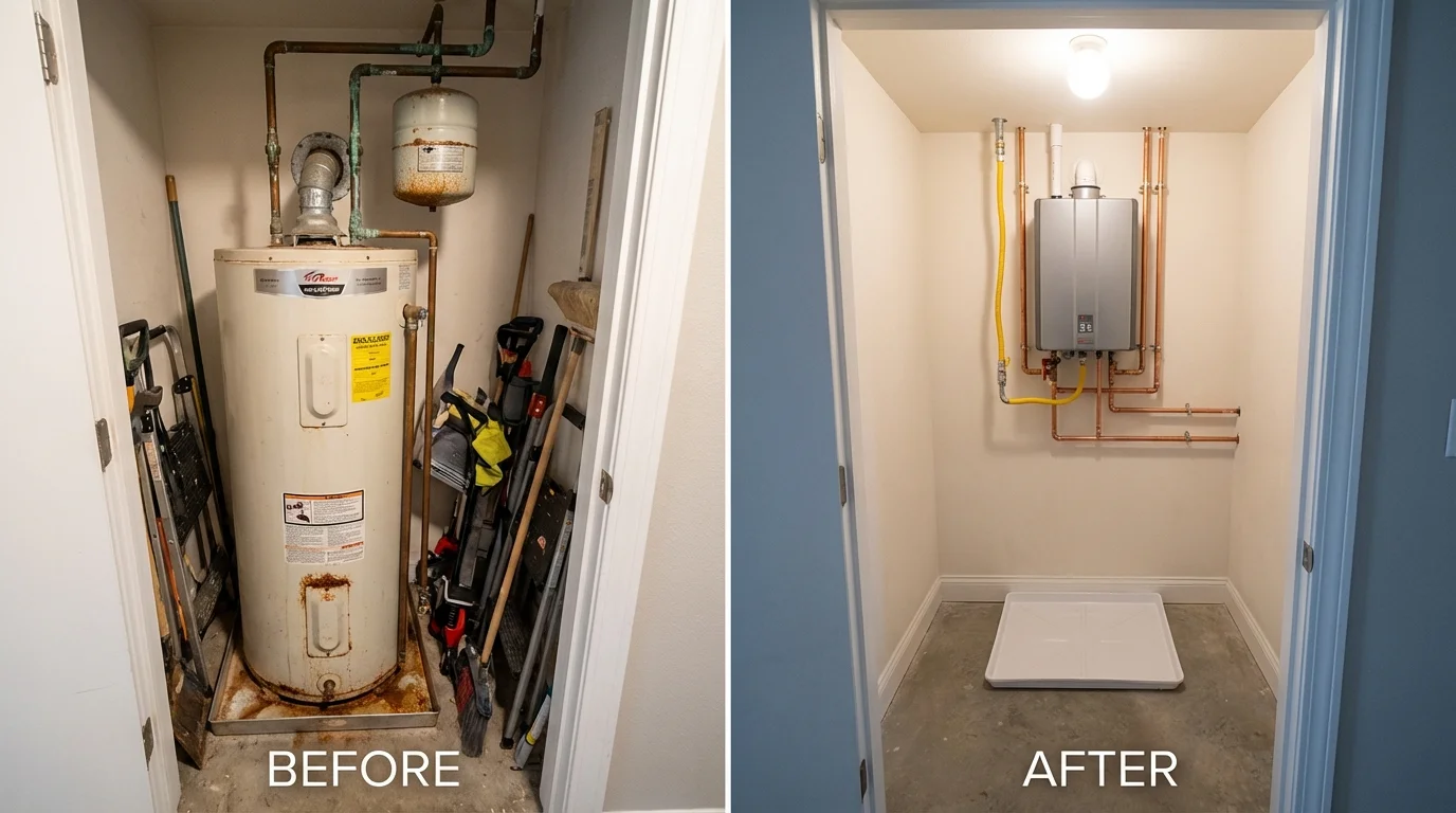 Tank water heater versus wall-mounted tankless unit comparison for Somerset, NJ homeowners